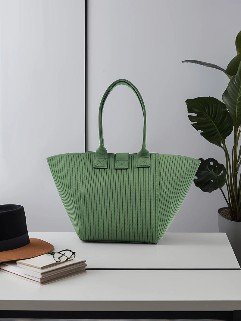 Bolsa tote feminina preta personalizada, bolsa de estudante universitário, grande capacidade, verde, gola branca, bolsa de ombro cinza