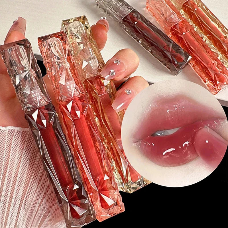 Natural Jelly Lip Gloss Batom Líquido, Hidratante, Fácil Halo-tingimento, Esmalte Impermeável, Não é fácil de tirar, Maquiagem