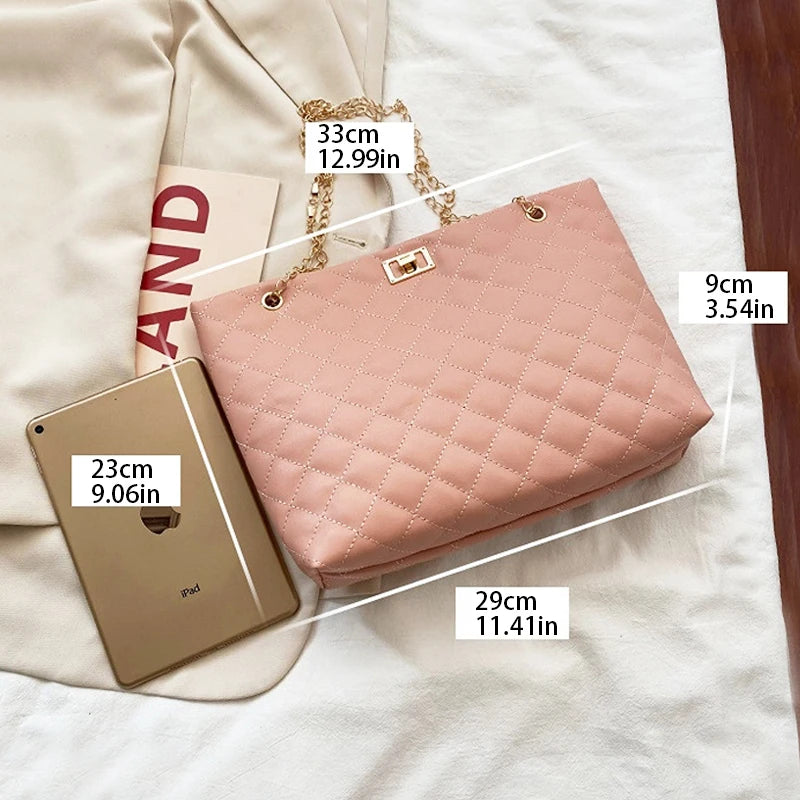 Bolsa de couro PU Diamond Lattice para mulheres, bolsa de ombro axilar de grande capacidade, sacolas de designer, personalidade
