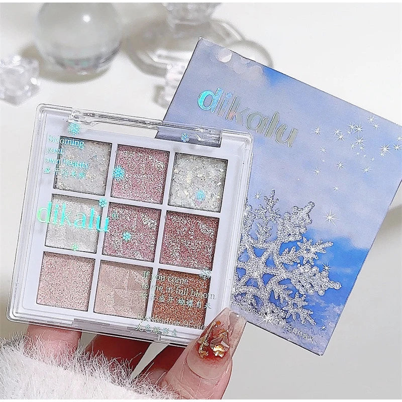 9 cores glitter neve princesa paleta de sombra sonho menina perolado sombra de olho rosa marrom nude luz maquiagem destaques olhos