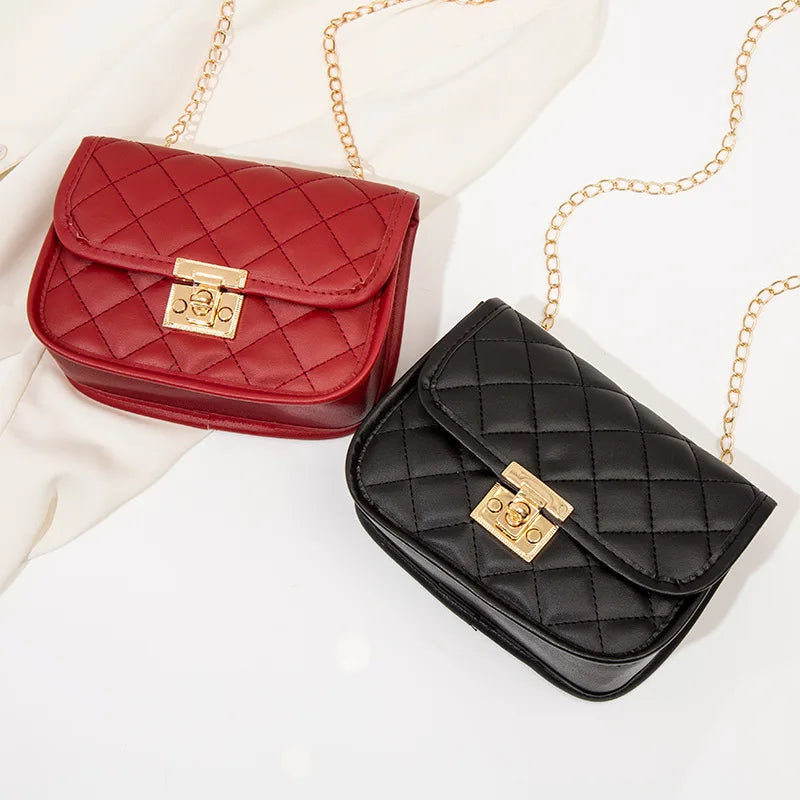 Bolsa bordada quadrada pequena para mulheres, bolsas da moda, bolsa de corrente feminina, nova, 2024