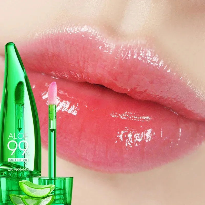 Brilho Labial Hidratante de Longa Duração, Batom Gel Mudando a Cor, Esmalte, Hidratante, Alto Brilho, Óleo Leve, Aloe, Maquiagem Labial