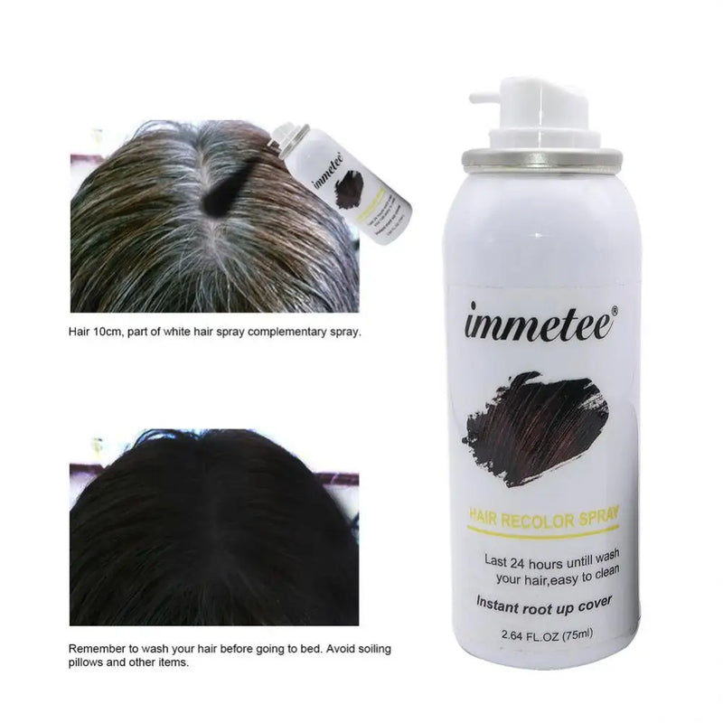 Spray de Tingimento Temporário para Cabelo, Capa Natural, Cabelo Branco, Durável, Efeito Instantâneo, Ferramenta de Cabeleireiro, 75ml