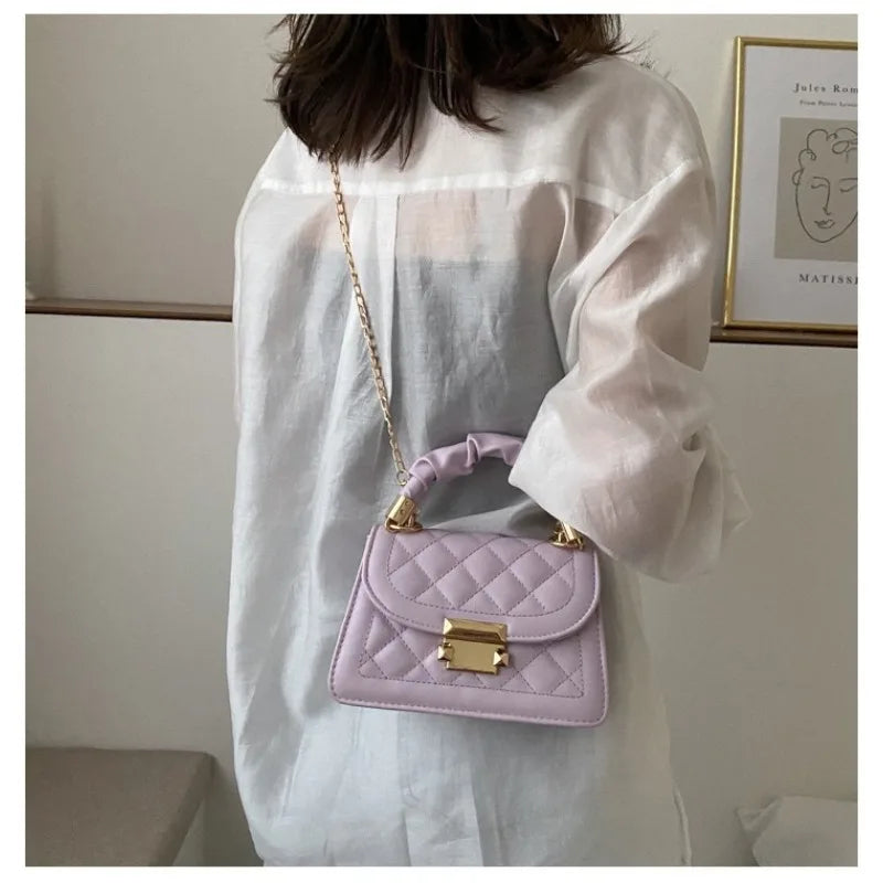 Bolsa Crossbody de couro PU para mulheres Padrão de grade Decoração de fivela Carteira de aba Bolsa de moda Bolsa de alta qualidade