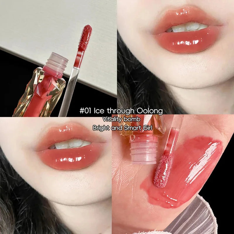 Natural Jelly Lip Gloss Batom Líquido, Hidratante, Fácil Halo-tingimento, Esmalte Impermeável, Não é fácil de tirar, Maquiagem