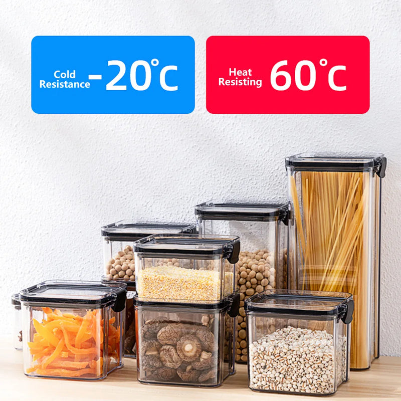 Conjuntos empilháveis de cozinha selada, 460-1800ml, caixa de armazenamento de alimentos de plástico, garrafa de tanque multigrãos, frutas secas, recipientes de armazenamento de chá
