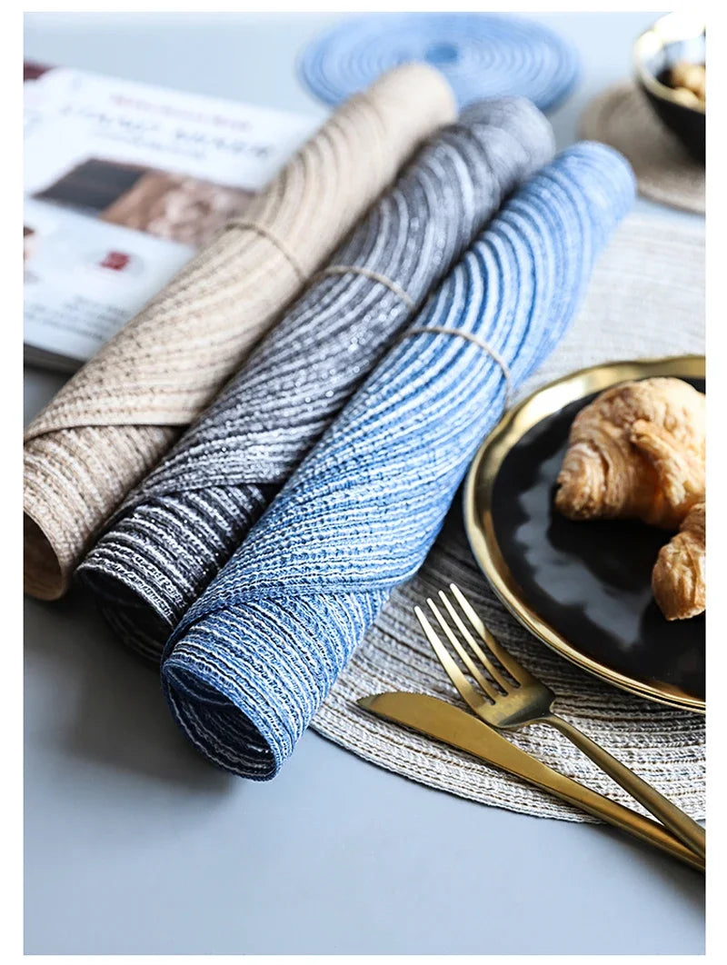 Round Woven Ramie Placemats, Anti Slip Mats Mesa De Jantar, Talheres Antiderrapantes, Almofadas De Tigela, Coasters De Copo De Bebida De Cozinha, 1Pc