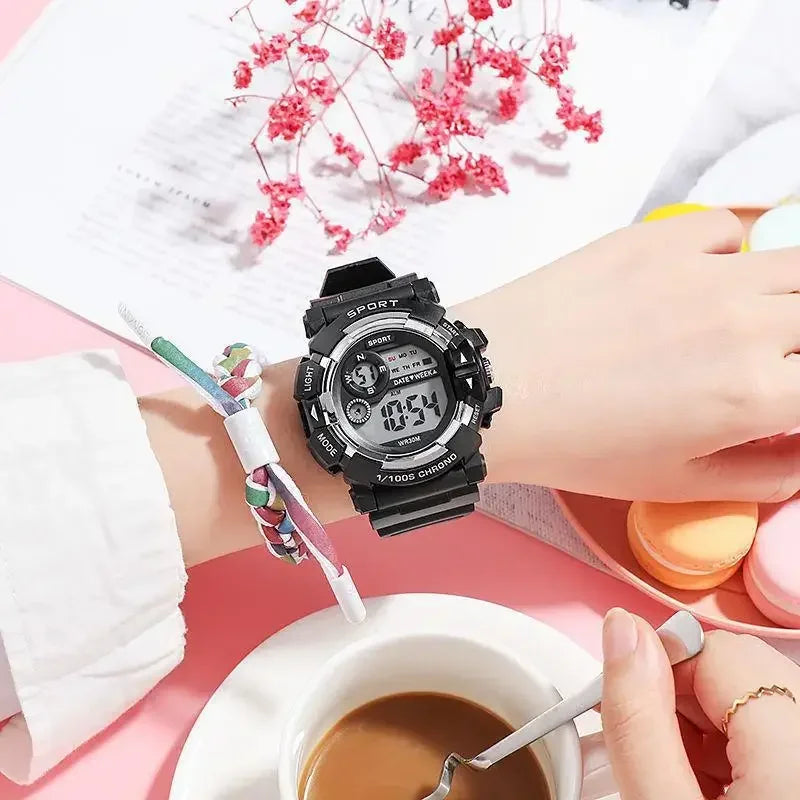 Yikaze moda esportes relógios das mulheres dos homens relógio digital à prova dwaterproof água luminosa despertador relógio de pulso eletrônico para crianças