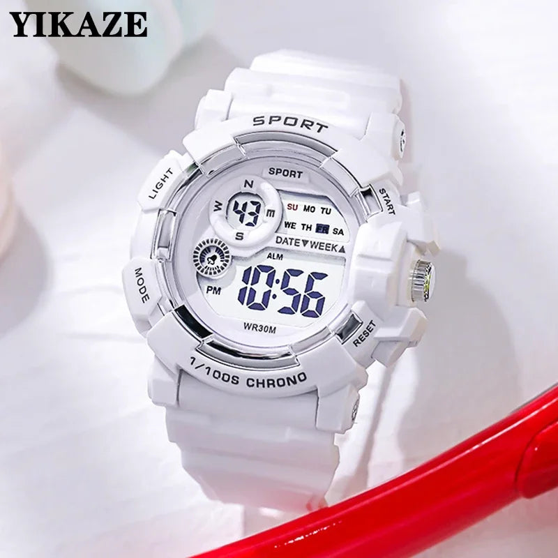Yikaze moda esportes relógios das mulheres dos homens relógio digital à prova dwaterproof água luminosa despertador relógio de pulso eletrônico para crianças