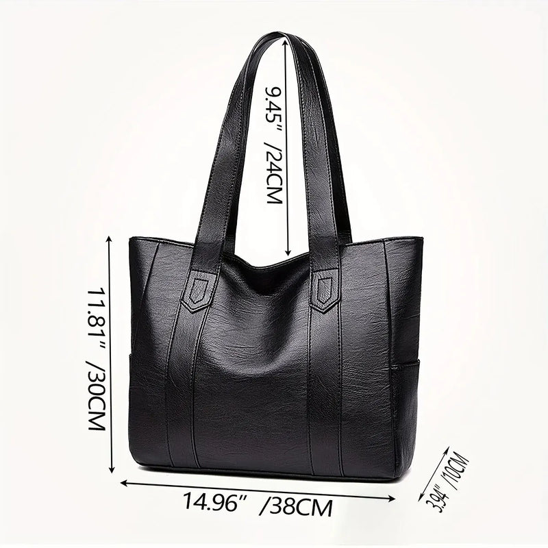 Bolsa tote vintage de grande capacidade, bolsa de ombro vegana retrô, bolsa casual feminina para deslocamento