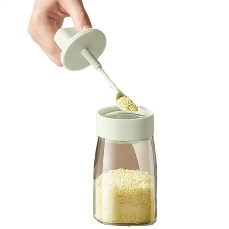 Garrafa de tempero com colher de vidro cozinha pimenta sal garrafa de armazenamento cozinha cozinhar tempero recipiente para cominho molho de mel