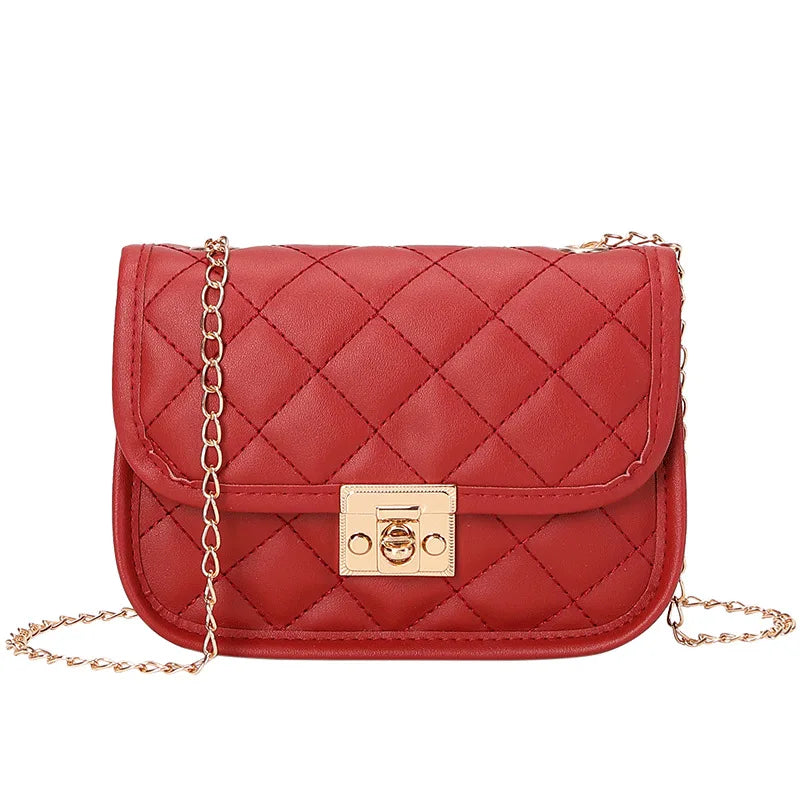 Bolsa bordada quadrada pequena para mulheres, bolsas da moda, bolsa de corrente feminina, nova, 2024