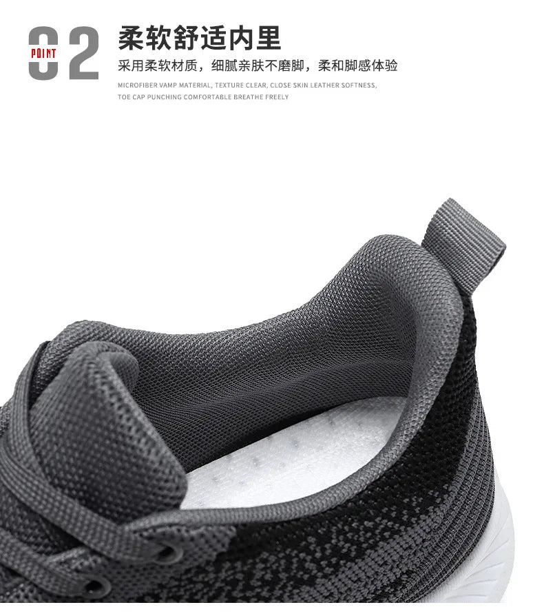Sapatos esportivos com cordões respiráveis para homens, sapatos soltos casuais, versão coreana, tecido novo voador, primavera e outono