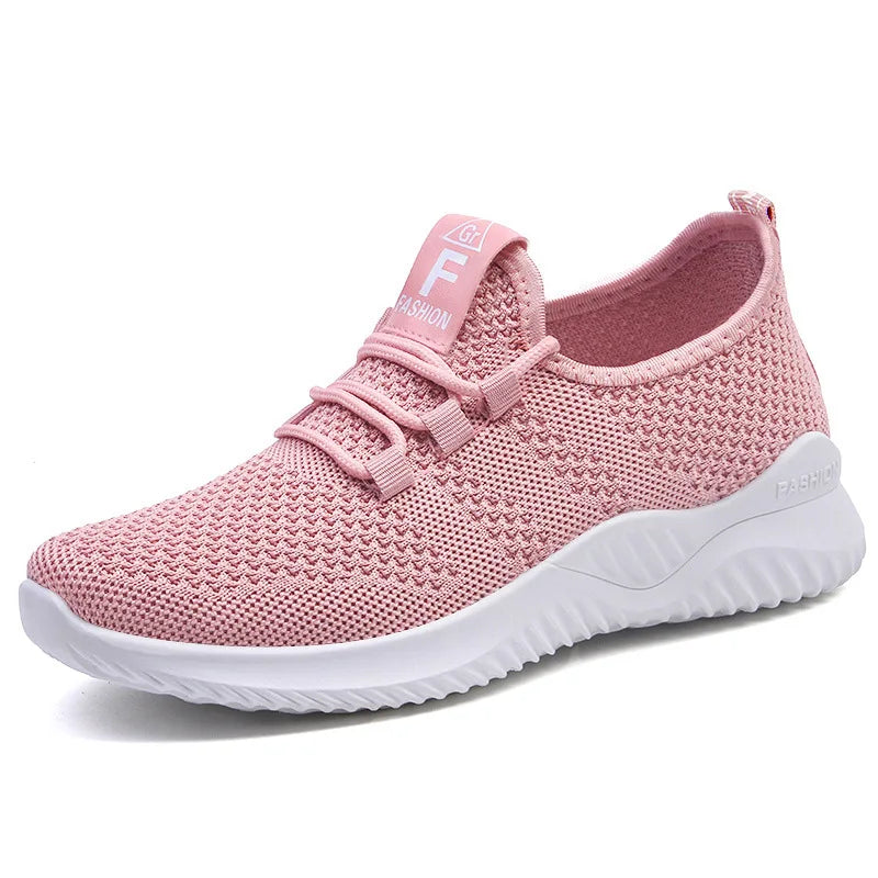 Sapatos femininos 2024 malha respirável confortável sapatos esportivos sola macia leve moda sapatos casuais