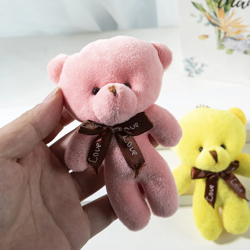 Nova cor urso de pelúcia bonecas 12cm animais de pelúcia macios urso brinquedo de pelúcia pendente bonito menina chaveiro casamento crianças presentes de festa