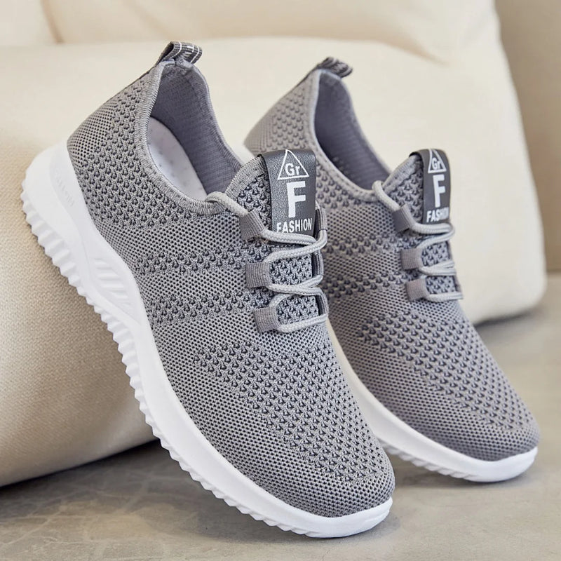 Sapatos femininos 2024 malha respirável confortável sapatos esportivos sola macia leve moda sapatos casuais