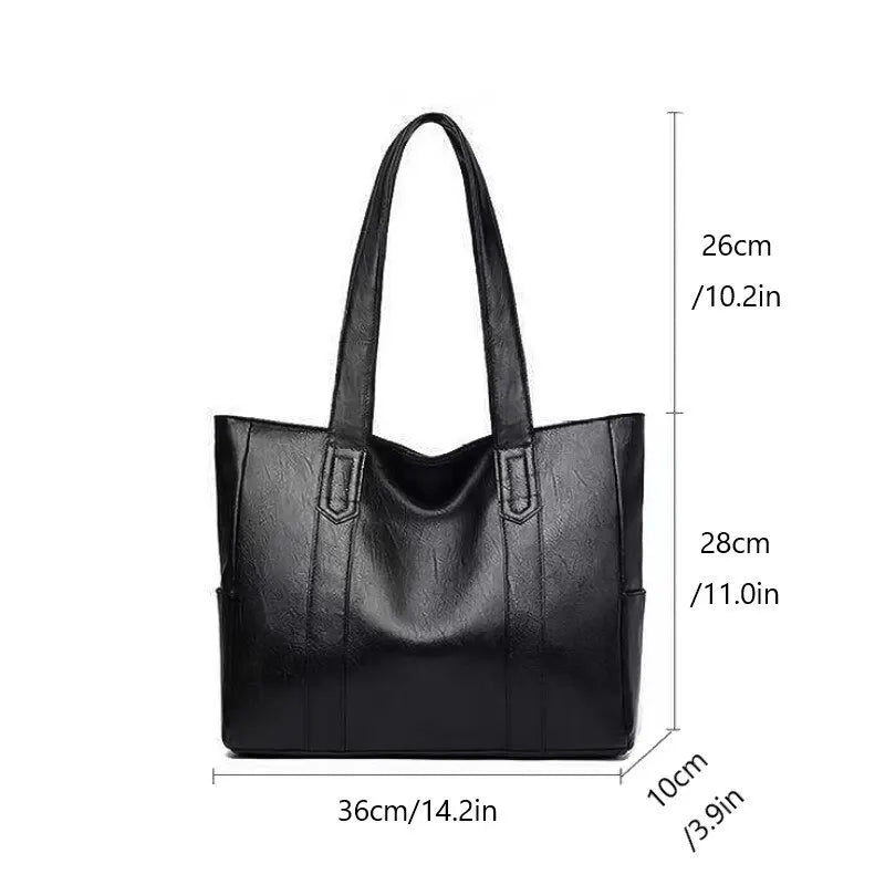 Bolsa tote vintage de grande capacidade, bolsa de ombro vegana retrô, bolsa casual feminina para deslocamento