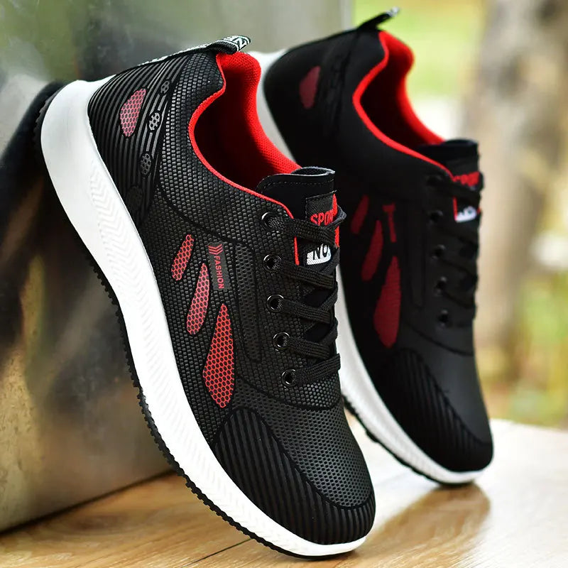 Calçado de couro antiderrapante masculino, tênis de caminhada casual, tênis de corrida na moda, que combina com tudo, novo, verão 2024