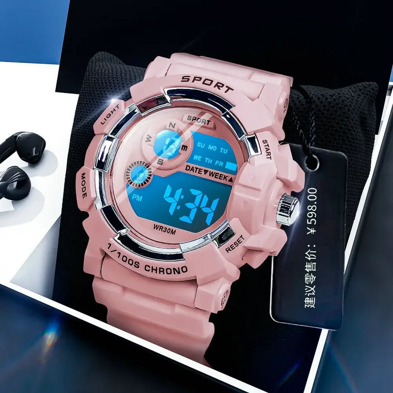 Yikaze moda esportes relógios das mulheres dos homens relógio digital à prova dwaterproof água luminosa despertador relógio de pulso eletrônico para crianças