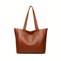 Bolsa tote vintage de grande capacidade, bolsa de ombro vegana retrô, bolsa casual feminina para deslocamento