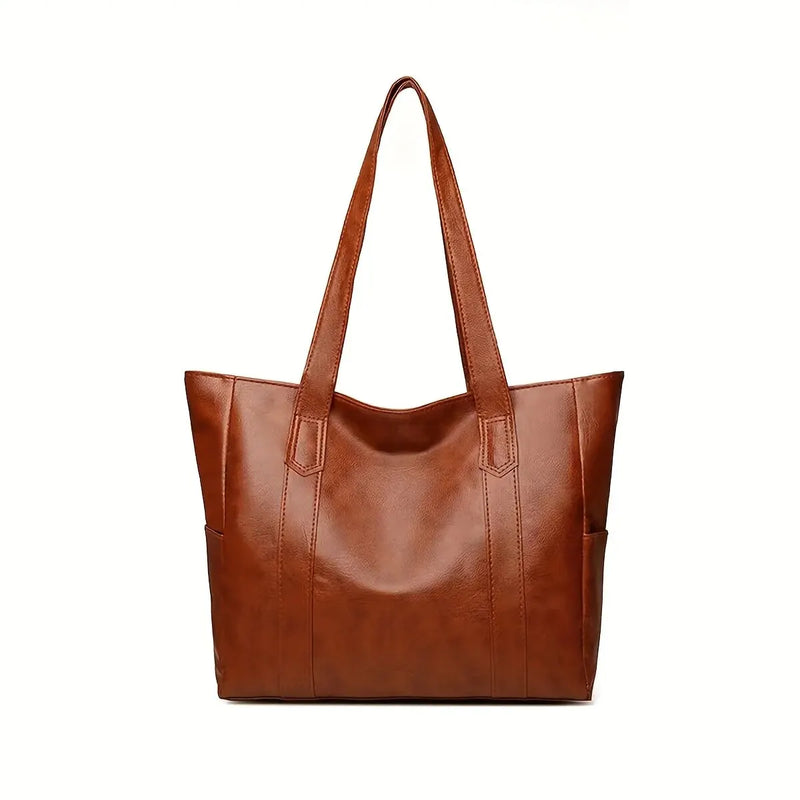 Bolsa tote vintage de grande capacidade, bolsa de ombro vegana retrô, bolsa casual feminina para deslocamento