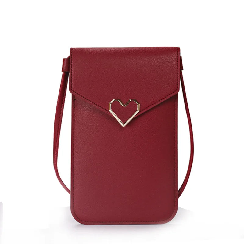 Bolsa feminina pequena de ombro crossbody, couro pu, bolsa de bolso para celular, bolsa para cartão, carteira, bolsa carteiro