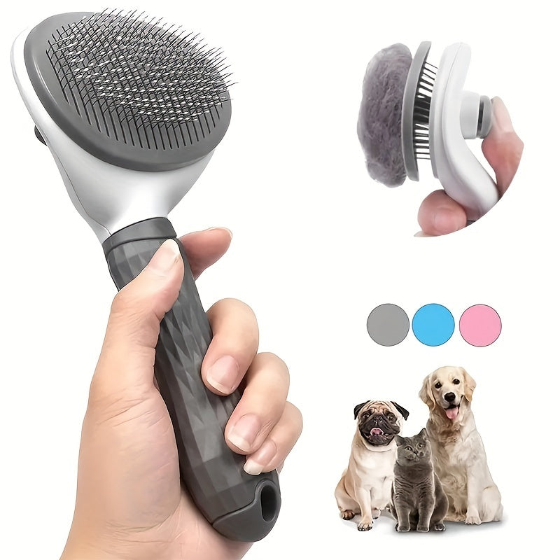 Remova pelos de animais de estimação sem esforço com a escova Slicker de um clique - perfeita para cães e gatos
