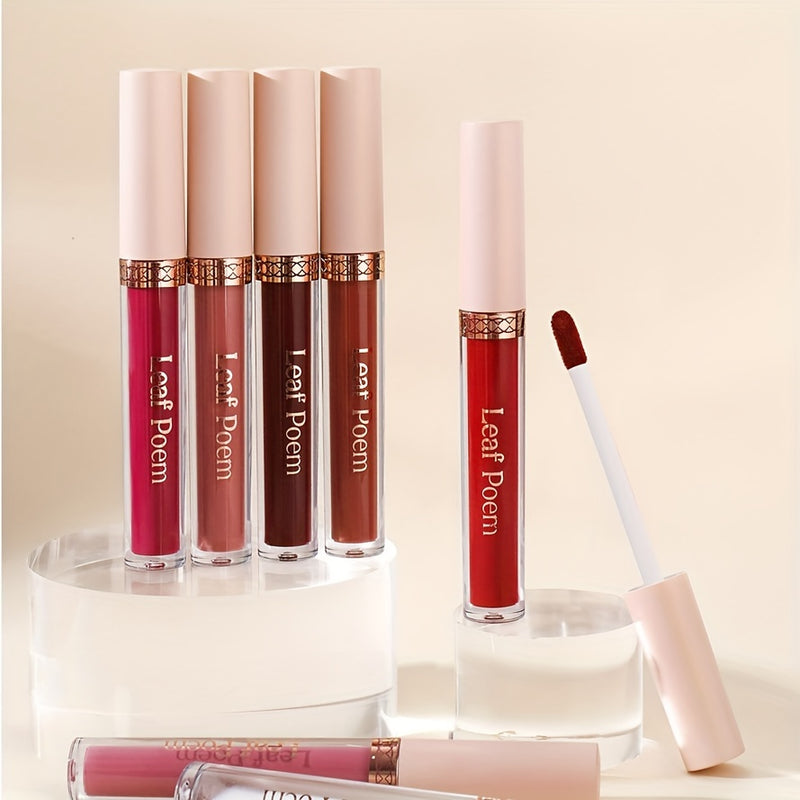 Conjunto de Batom Líquido Matte de Longa Duração, à Prova d'Água 8pcs em Tons de Marrom, Rosa, Roxo e Vermelho